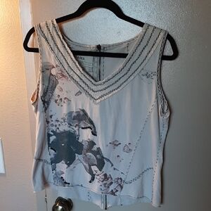 Anthropologie Floral Embroidered Sleeveless Top.